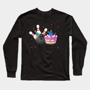 Bowling 6th Birthday Bday Party Kids 6 years Old Bowler Long Sleeve T-Shirt